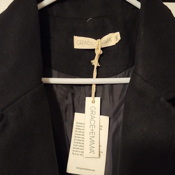 Women's Wool Black Coat- 3X - Picture 5 of 8